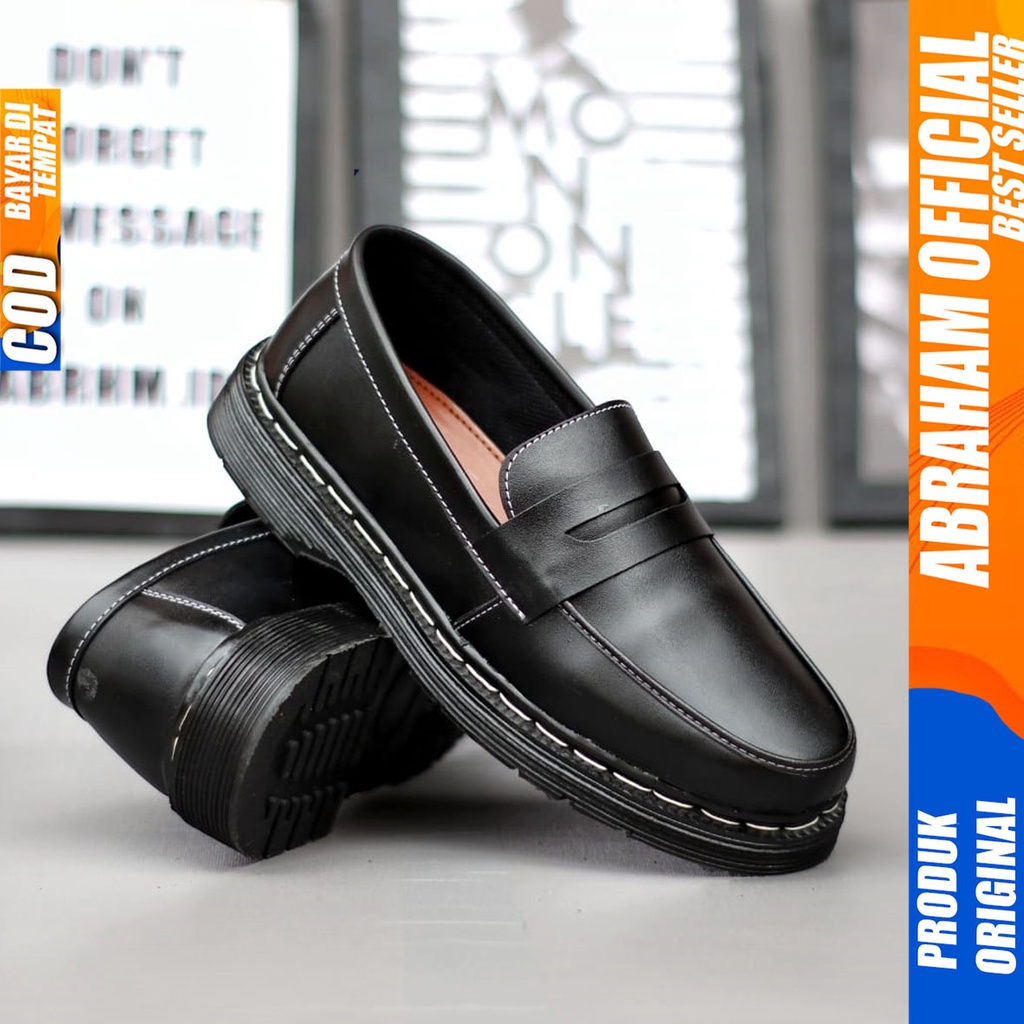 Sepatu Formal Pantofel Kerja Pria Docmart Low Boots Hitam Abraham BERNAD