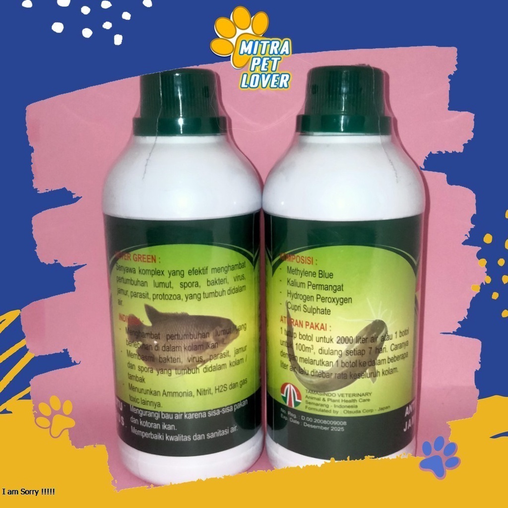 OBAT CAIR ANTI LUMUT UNTUK AIR KOLAM - NEVER GREEN 500 ML - BASMI JAMUR BAKTERI VIRUS SPORA , ORGANIK PERBAIKI KWALITAS AIR-- MURAH GARANSI ORIINAL PET ANIMAL HEALTHCARE VETERINARY TAMASINDO OBAT KESEHATAN &amp; VITAMIN HEWAN BINATANG PELIHARAAN MITRAPETLOVER