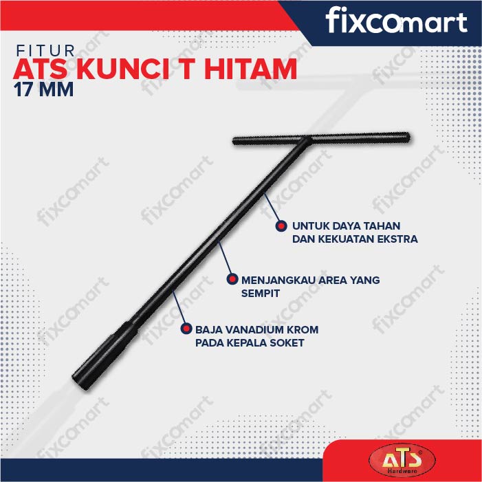 Kunci Sock T Hitam ATS 8 10 11 13 14 17 19 MM