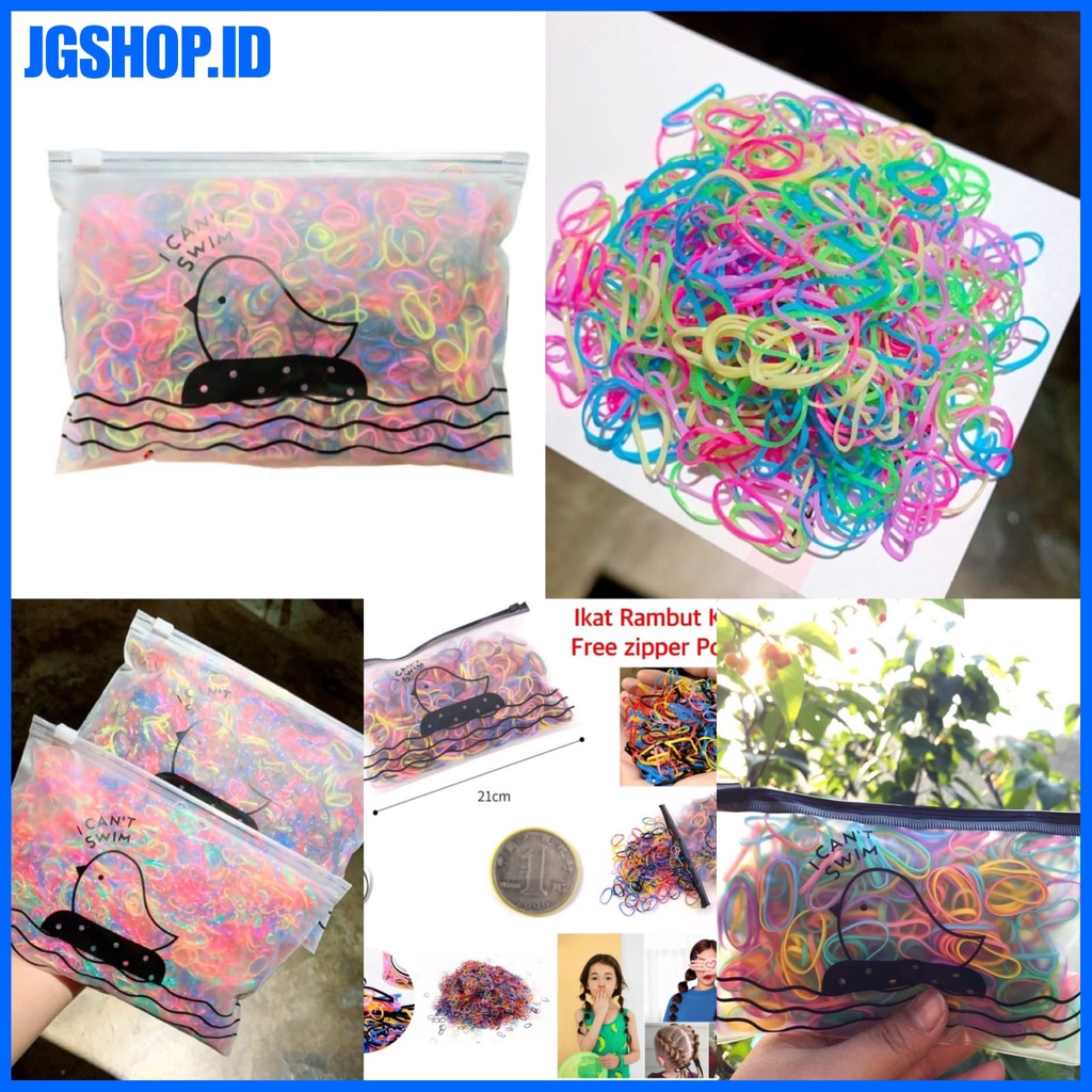 JG KARET IKAT RAMBUT ANAK KECIL ISI 600 POUNCH DOMPET TAS KARET JEPANG
