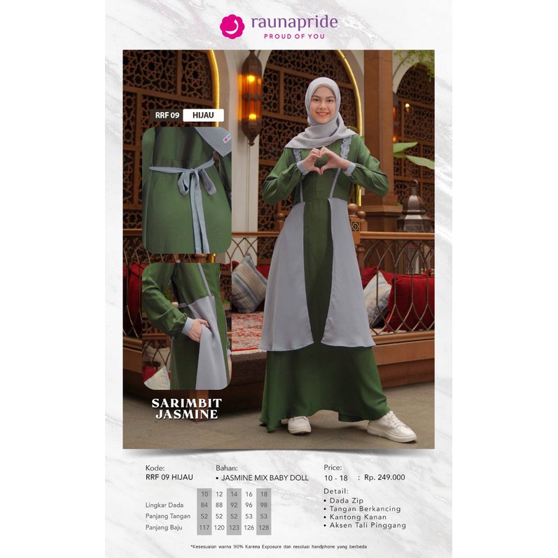 Sarimbit Jasmine Rauna 09 Hijau / Fashion Muslim Couple Keluarga / Baju Muslim / Rauna