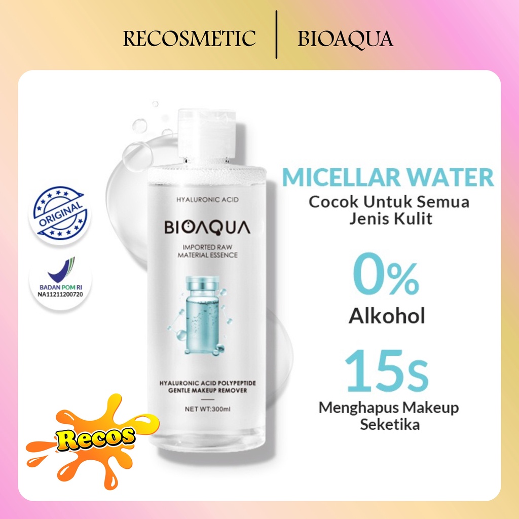 BIOAQUA Hyaluronic Acid Makeup Remover BIOAQUA Micellar Water Cleansing Pembersih Make up Remover Lip &amp; Eye 300ML