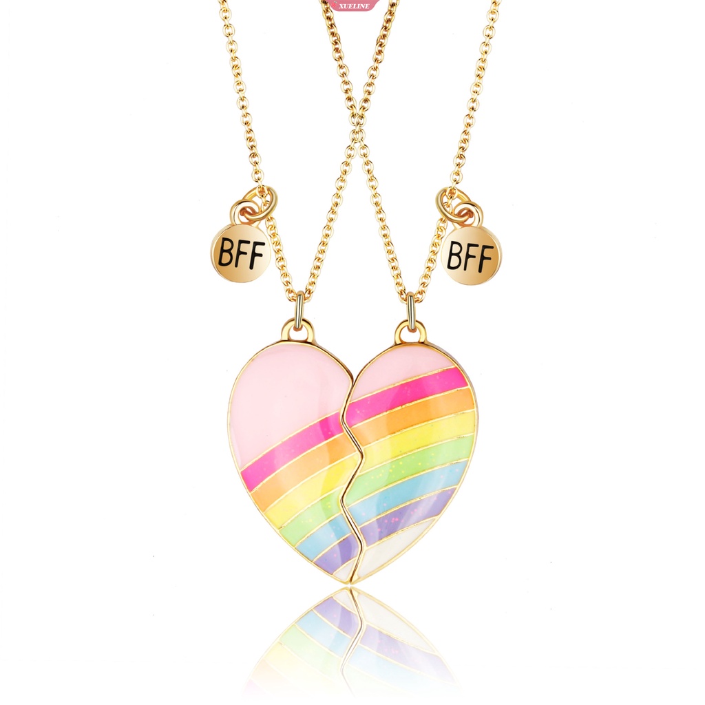 2pcs/set Colorful Beloved Couple's Pendant Kalung Pecah Hati Teman Tercinta Persahabatan Perhiasan Hadiah [ZXL]