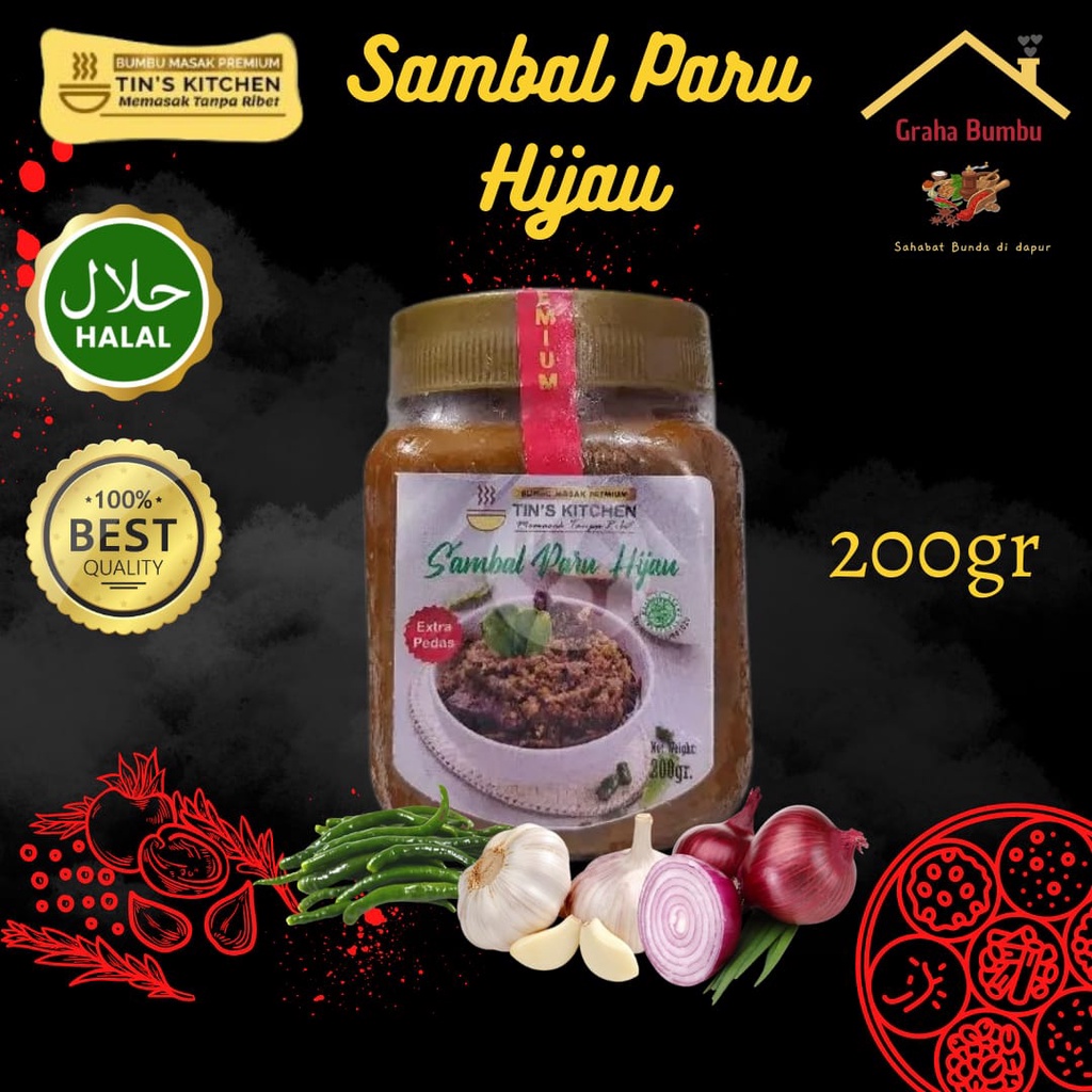 

Sambal Paru Hijau 200gr & 350gr Instan Tins Kitchen Premium