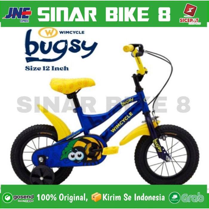 Sepeda Anak Perempuan &amp; Laki WIMCYCLE BUGSY Ukuran 12 Inch Keranjang