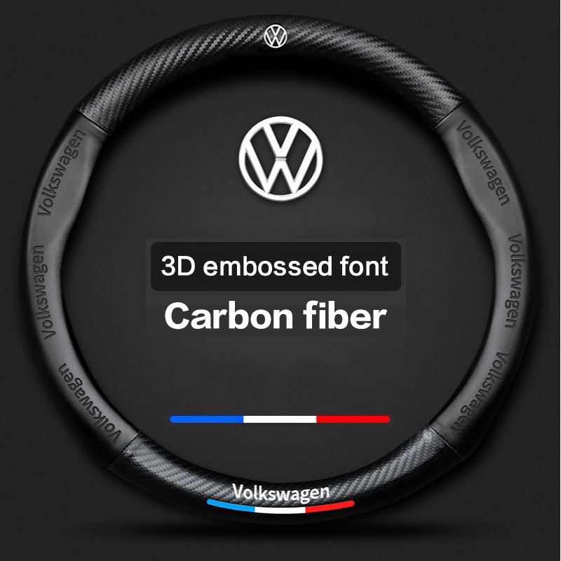 Untuk Volkswagen Carbon Fiber Steering Wheel Cover Untuk VW Polo Golf Vento Passat Tiguan GTI Touran