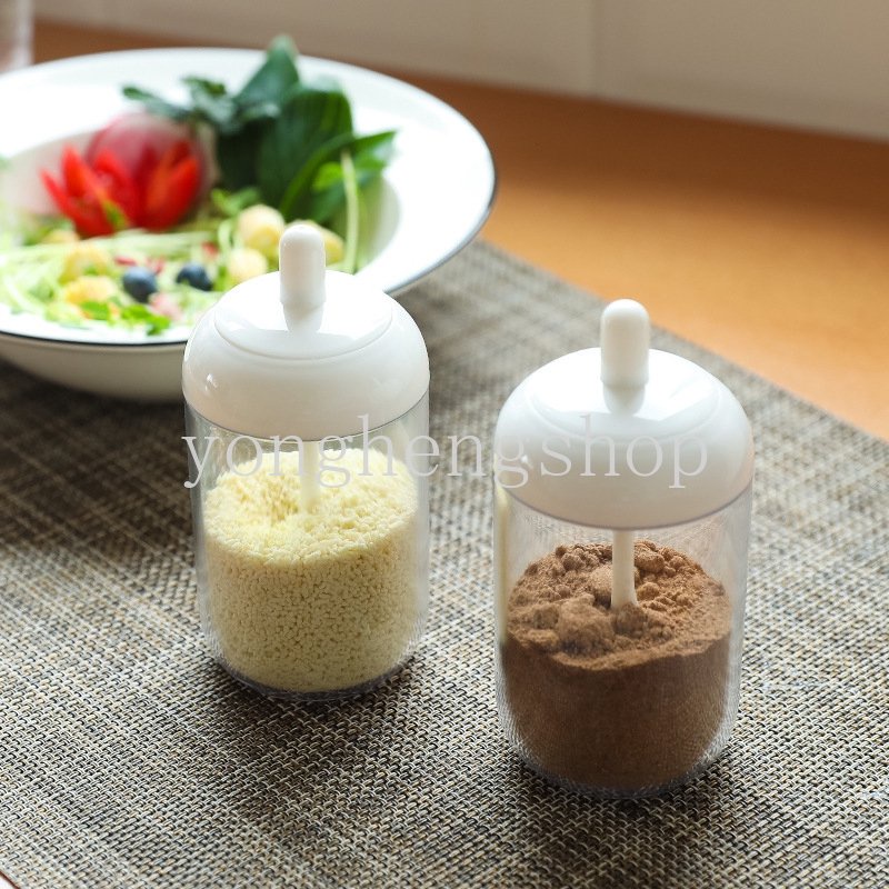 Botol Bumbu Bulat Dengan Sendok Garam Lada Bumbu Spice Jar Bahan Storage Bottles Kitchen Organizer