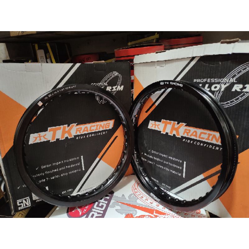Velg TK Racing Bright 1 Set 185/215 Ring 17 Hitam Gold Silver