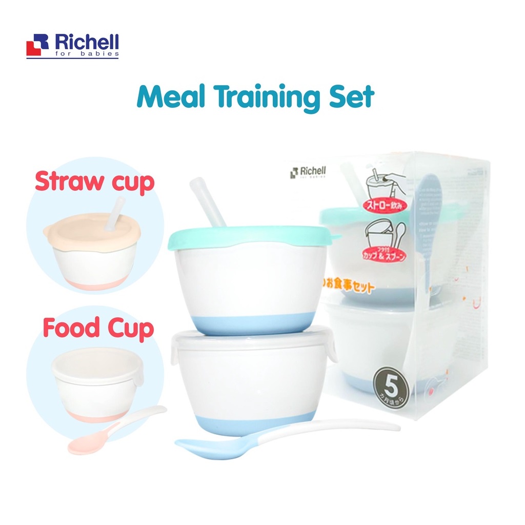 Richell Meal Training Set / Peralatan Makan Bayi (Tersedia varian warna)