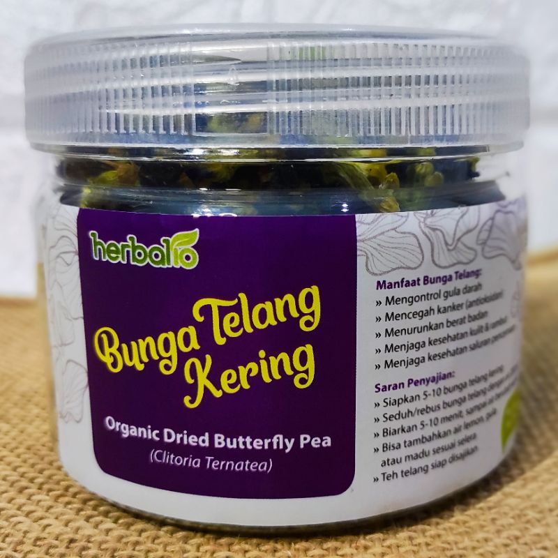 

Bunga Telang Kering Organik/Organic Dried Butterfly Pea/Teh Telang Organik by Herbalio