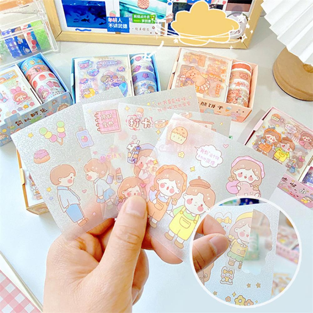 Timekey 4/5Rolls 4/9Pcs Lucu Kartun Washi Tape Scrapbooking Kreatif Kawaii Masking Jurnal Tape DIY Scrapbooking Diary Tape Stiker A6J3