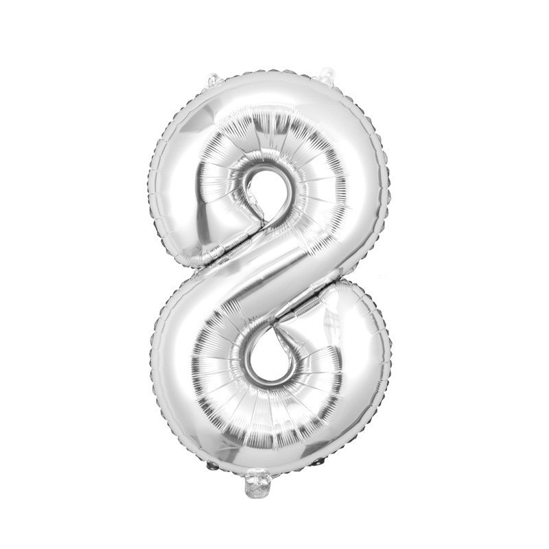 Balon Angka Foil Silver Jumbo besar 80cm Balloon Birthday Party Pesta Ulang Tahun Angka Number Ballon Murah