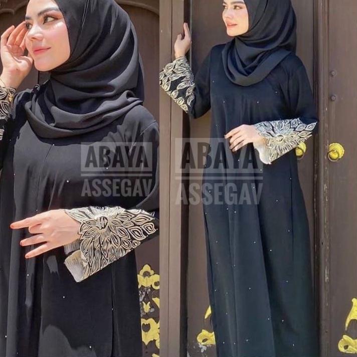 ↑ Gamis Abaya Arab Hitam Abaya Bordir Kombinasi Renda Dress Abaya Turkey Dubai India Arab ㊣