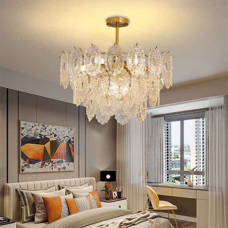 Lampu gantung Prancis Romantis Mutiara Crystal Chandelier Kristal Mewah Kamar Tidur Ruang Makan Ruang Tamu Lampu langit -langit