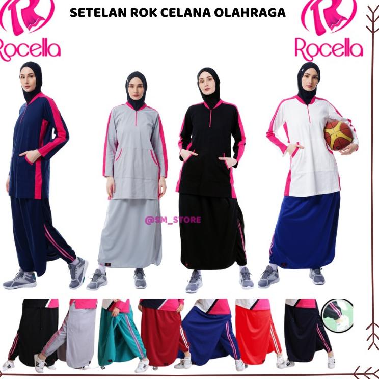 Ready Banyak (BISA COD ) 1 SET Rocella Rok Celana Training | Setelan Rok Celana Olahraga dan Baju Olahraga Wanita Muslimah