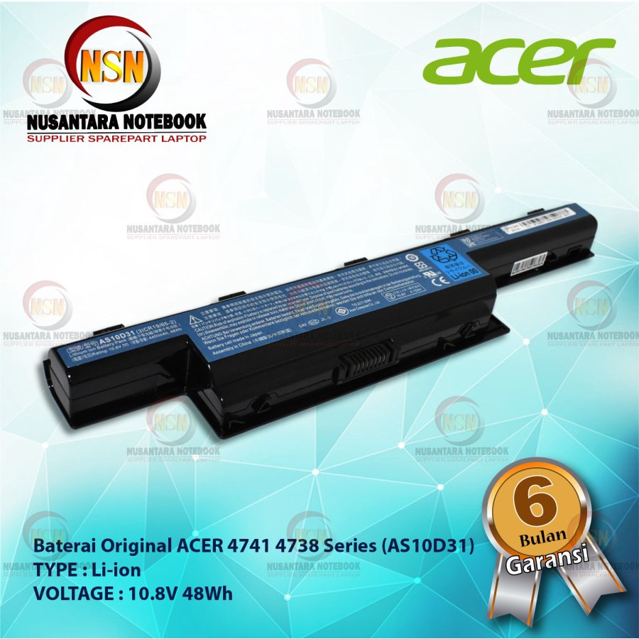 Baterai Original Acer AS10D41 For Laptop Series 4738 4741 4750 5560