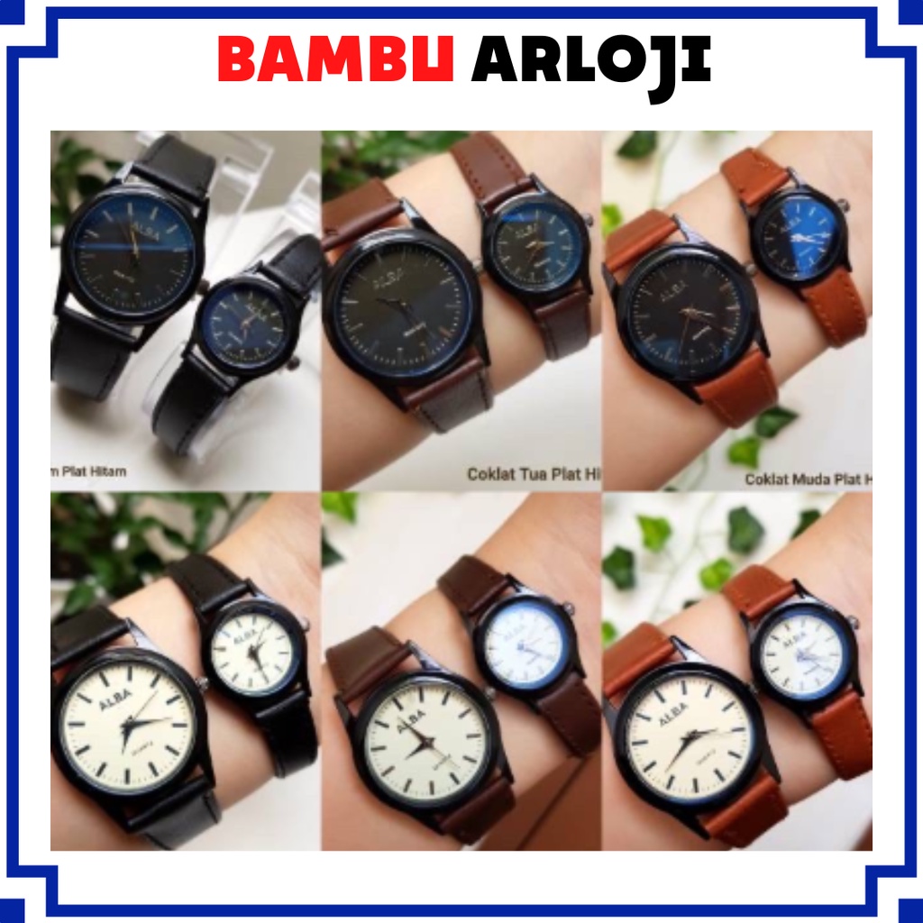 BAJ ✅COD JAM TANGAN COUPLE ALBA VINTAGE GROSIR KULIT PRIA WANITA PASANGAN MURAH PREMIUM AL008 C9 C10