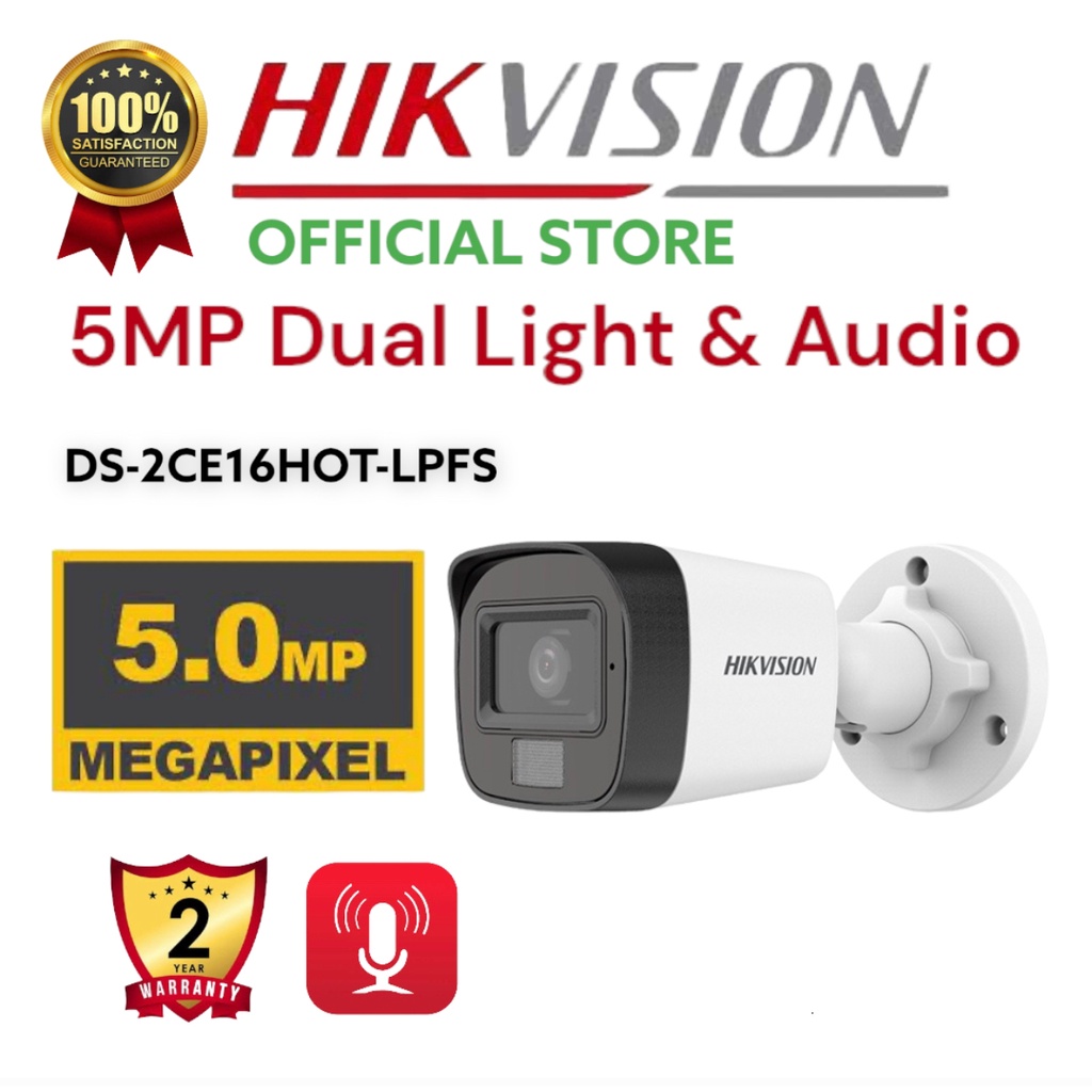 HIKVISION DS-2CE76K0T-LPFS 5MP 3K DUAL LIGHT AUDIO INDOOR FIXED TURRET OUTDOOR CCTV CAMERA