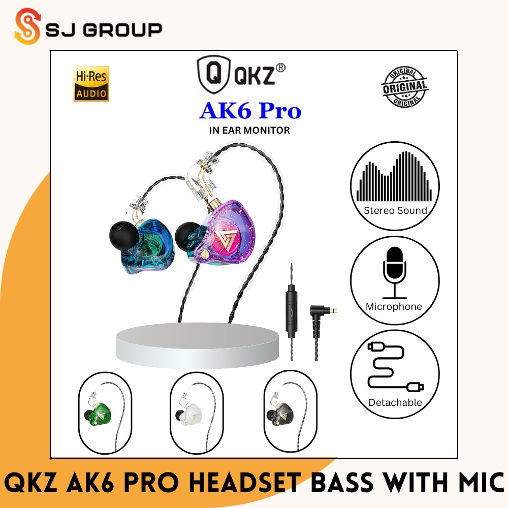 QKZ AK6 Pro Detachable Cable Sport Earphone with Mic Headset Bass