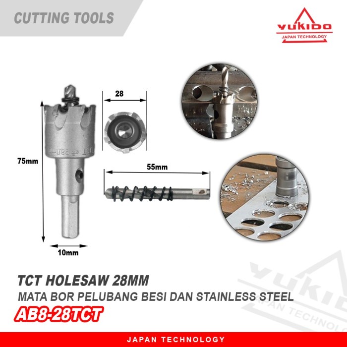 MATA BOR PELUBANG BESI KAYU PLASTIK METAL HOLESAW YUKIDO 28MM DLL - HOLSAW TCT 14MM