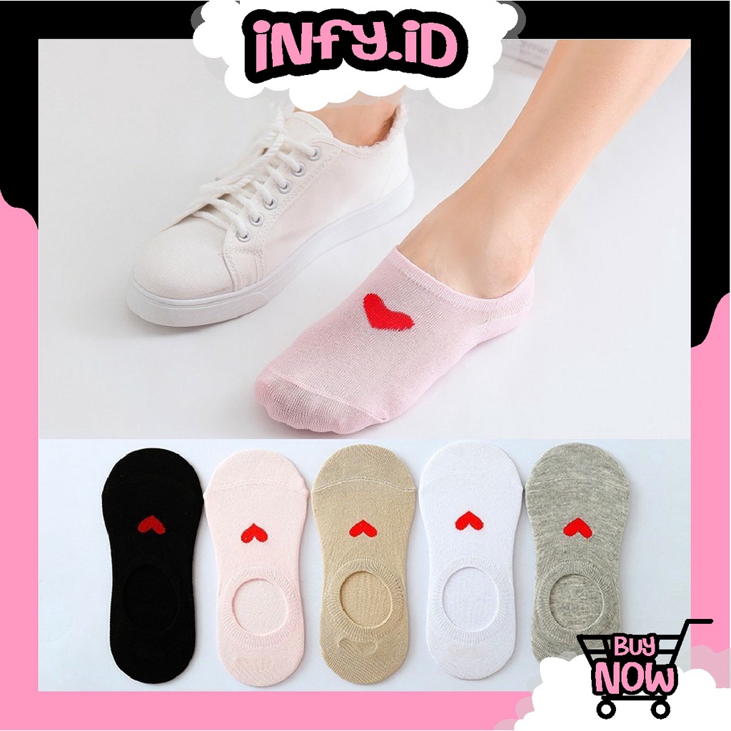 INFY - Kaos Kaki Pendek Wanita Logo Love Lucu Ankle Socks Cute Korea Fashion Import Murah R138 KK019