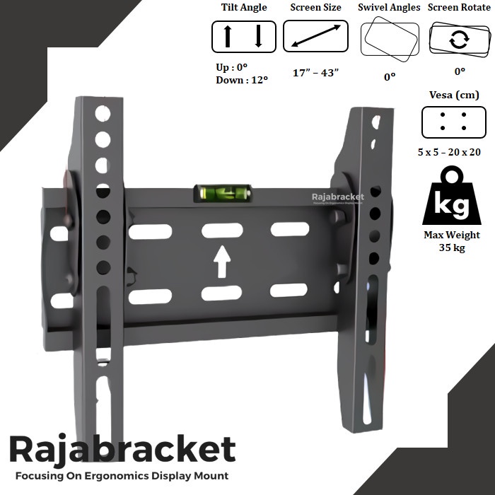 Brack Bracket Tv 43 40 32 24 17 Inch, Braket Tv Samsung 17 - 43 Inch Premium