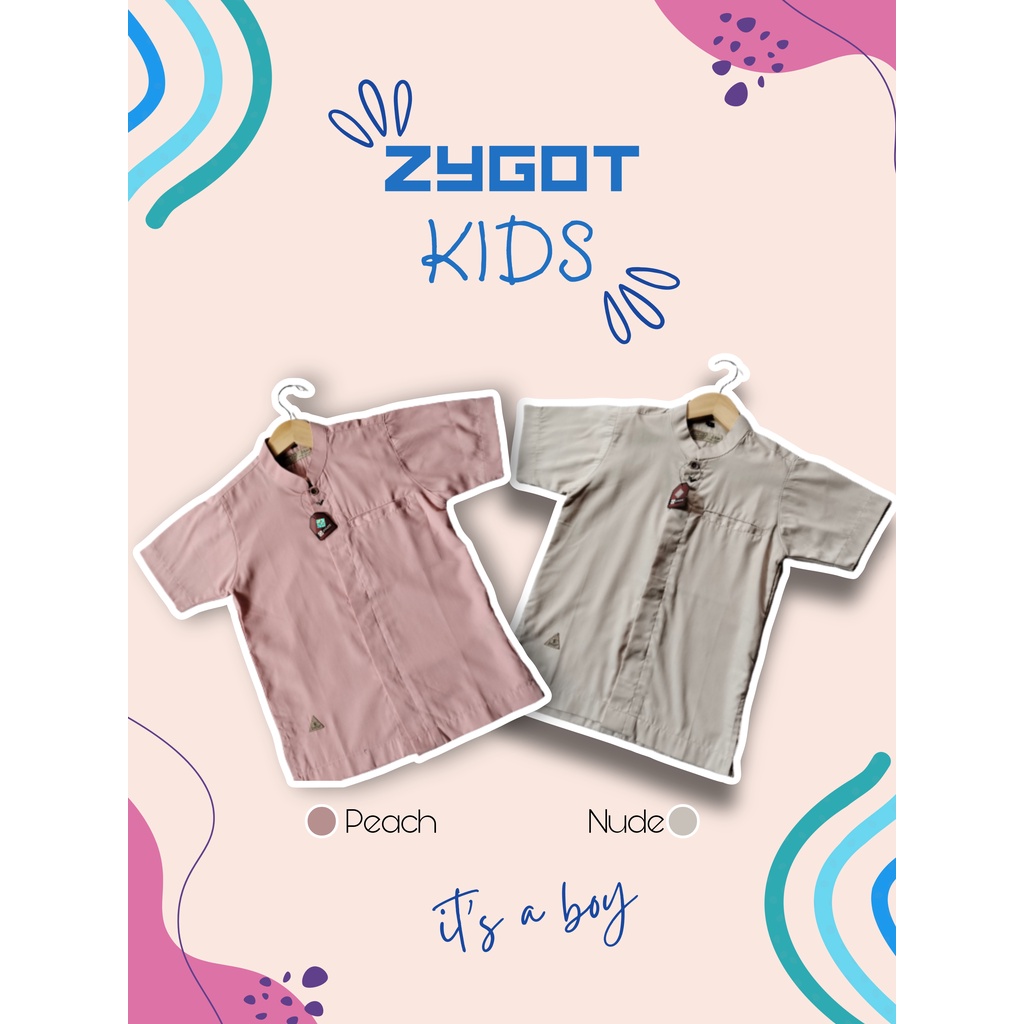 Koko Polos Anak Laki-Laki Lengan Pendek Kerah Shanghai By Zygot