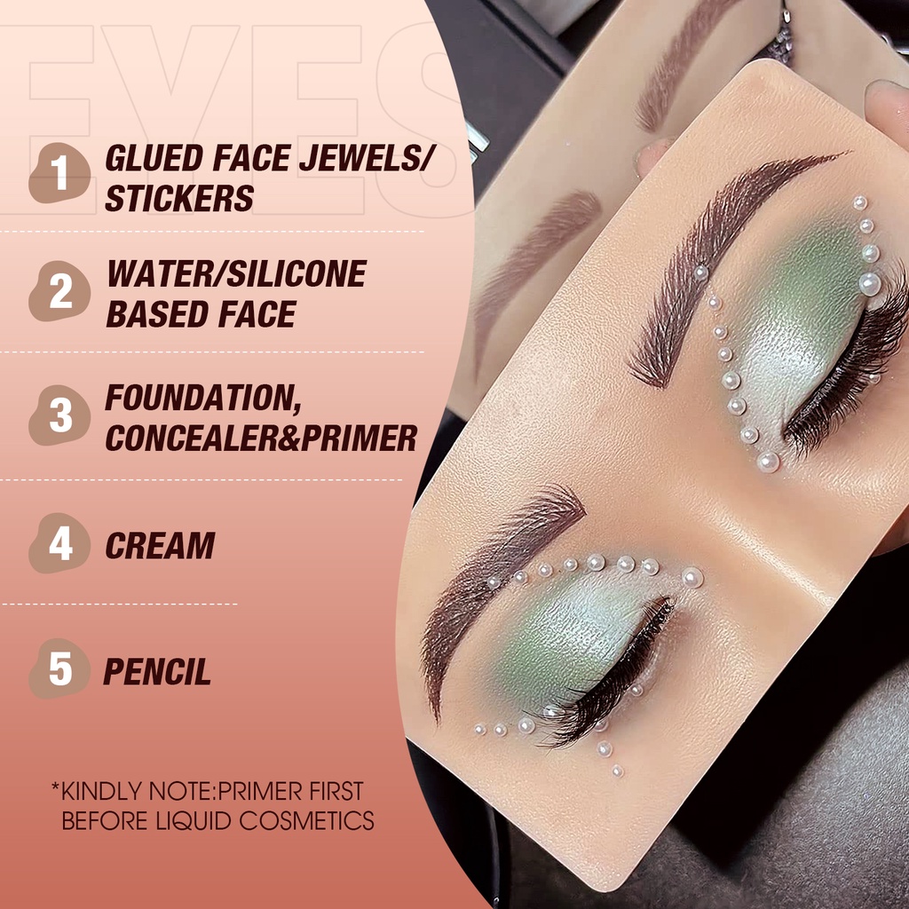 Practicing Makeup Painting Reusable to Makeup Training Board Makeup Practice The Perfect Aid Skin Gift for beginner eyelash artists Silicone  Eyelids Practicing Makeup Face Board