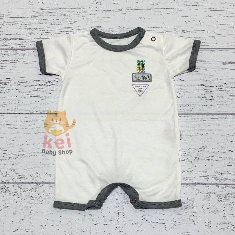 Nova Jumper Bayi Karakter Polos Abu - Romper Pendek Bayi Nova 0-3 3-6 6-9 Bulan