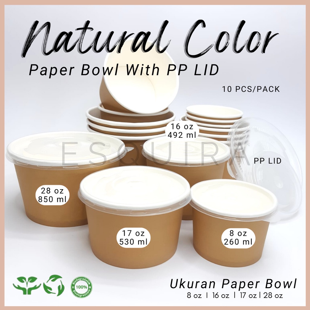 Natural Color Brown Paper Bowl / Mangkok Kraft / 10 pcs