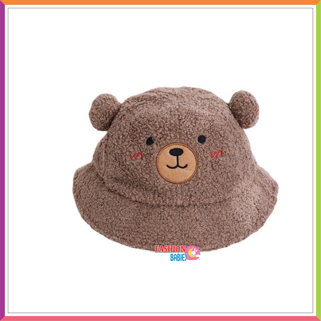 ❤ Fashionbabies ❤ TOPI BUCKET BUCKET BEAR POM - POM BULU / TOPI BUCKET BERUANG BULU ANAK FASHION / TOPI BUCKET / BUCKET BEAR POM FLEECE / TOPI BUCKET BERUANG BULU ANAK FASHION / TOPI ANAK LUCU