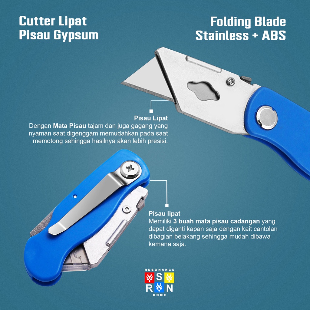 Pisau Cutter Lipat / Foldable Knife / Gypsum Cutter Resonance Home