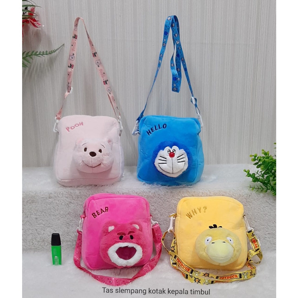 Tas Selempang Kepala Timbul Size 20cm/Tas samping Anak/Tas slempang karakter/Tas lucu/