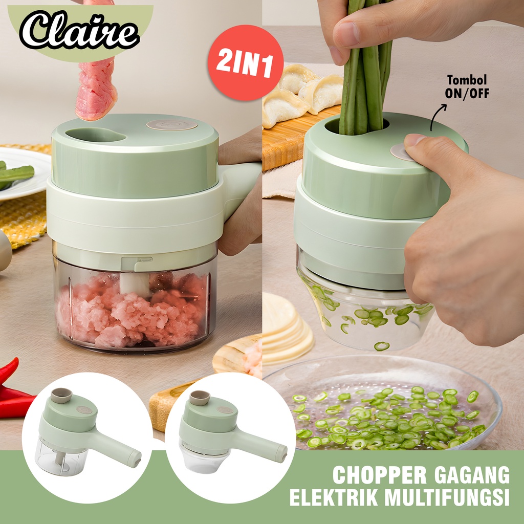 Chopper Gagang Elektrik Multifungsi 2 In 1 / Mesin Penggiling Daging/ Sayur Food