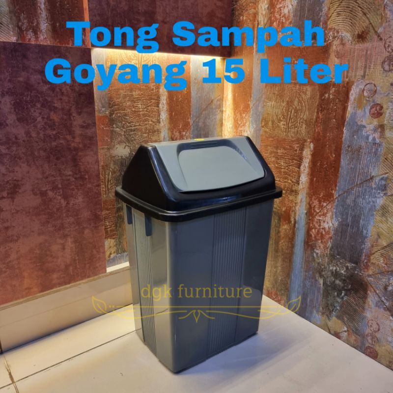 Tong Tempat Keranjang Sampah Goyang Dorong Bertutup Tutup Segi Plastik 15 L 15L 15 Liter Nomor 3 No 3