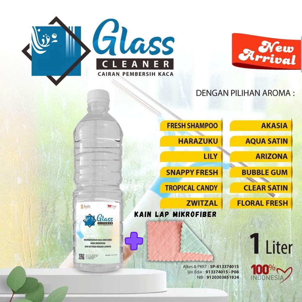 Cairan Pembersih Kaca Glass Cleaner Aroma Wangi Segar 1 LIter Botol Pet