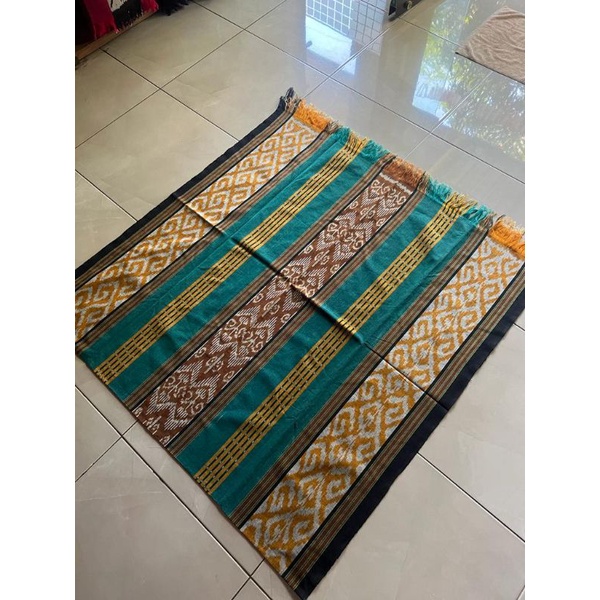 ELPHI Kain Tenun Sulawesi Salur Hijau Tosca Coklat Etnik