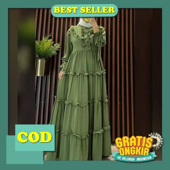 Balqis Dress Crinkle Premium Model Terbaru Jumbo Gamis Muslim Kekinian 2023 Baju Lebaran Keluarga Se