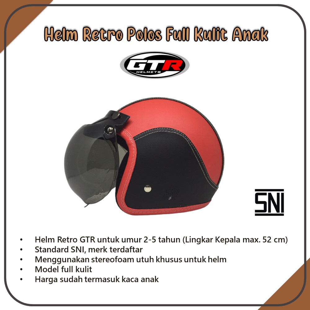 Helm Retro Bogo Anak Full Kulit Polos Murah