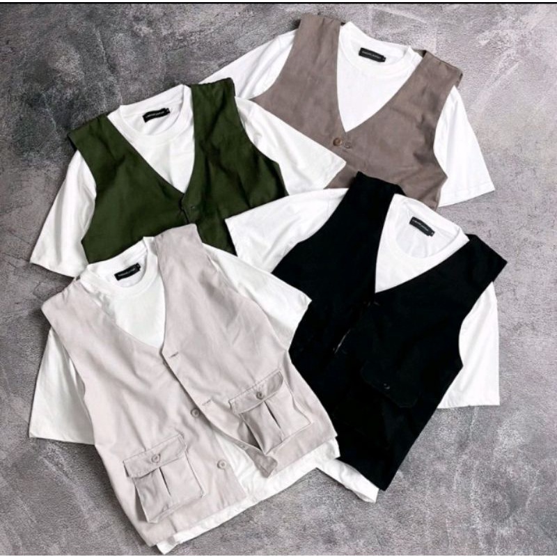 vest pria/ vest katun american drill terbaru