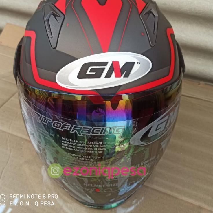 Diskon Ngetrends Helm GM FIGHTER MOTIF GV2 BLACK RED DOFF