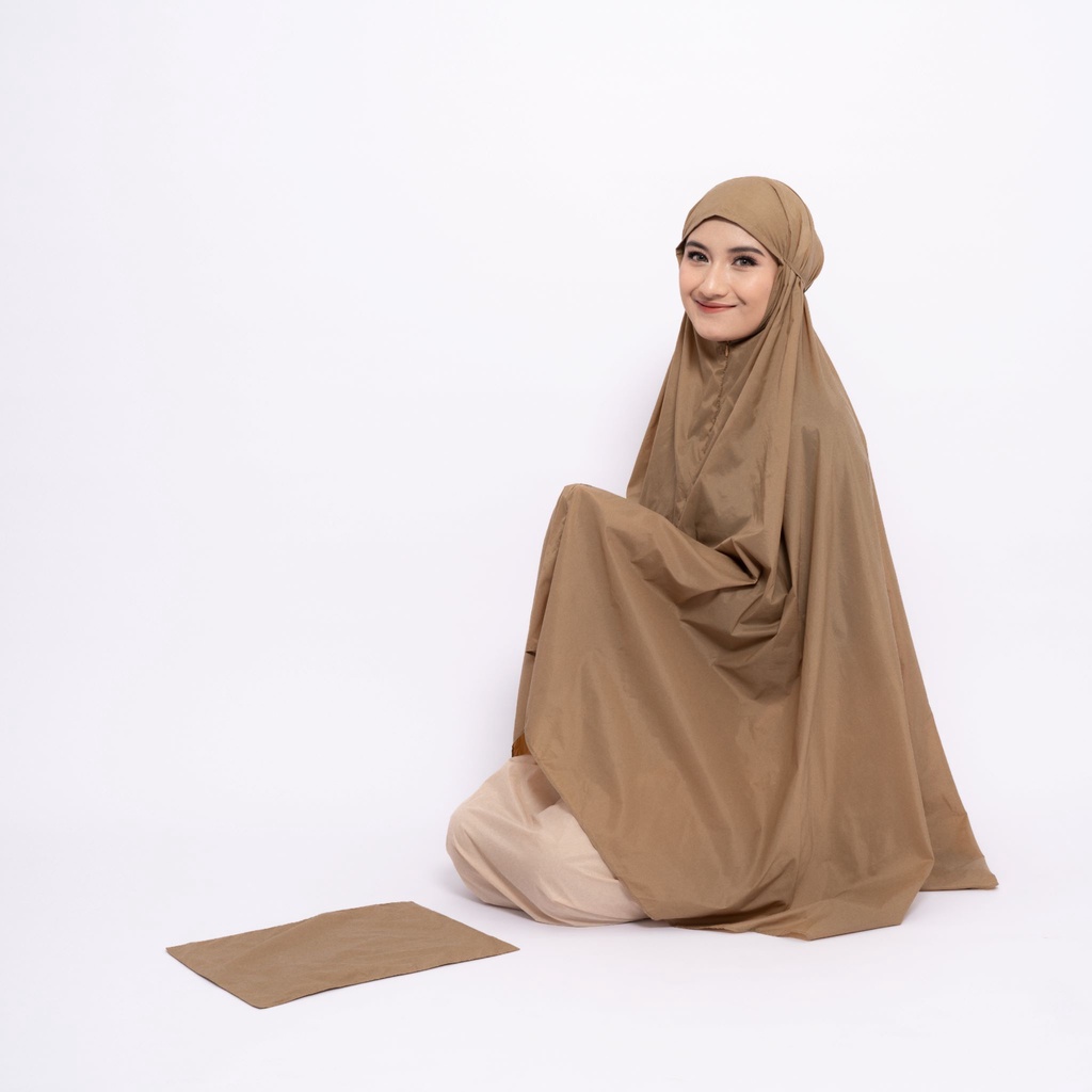 ALIF MUKENA MINI TWO TONE PARASUT PREMIUM KOREA TRAVEL - WALNUT ( MKN-327 )