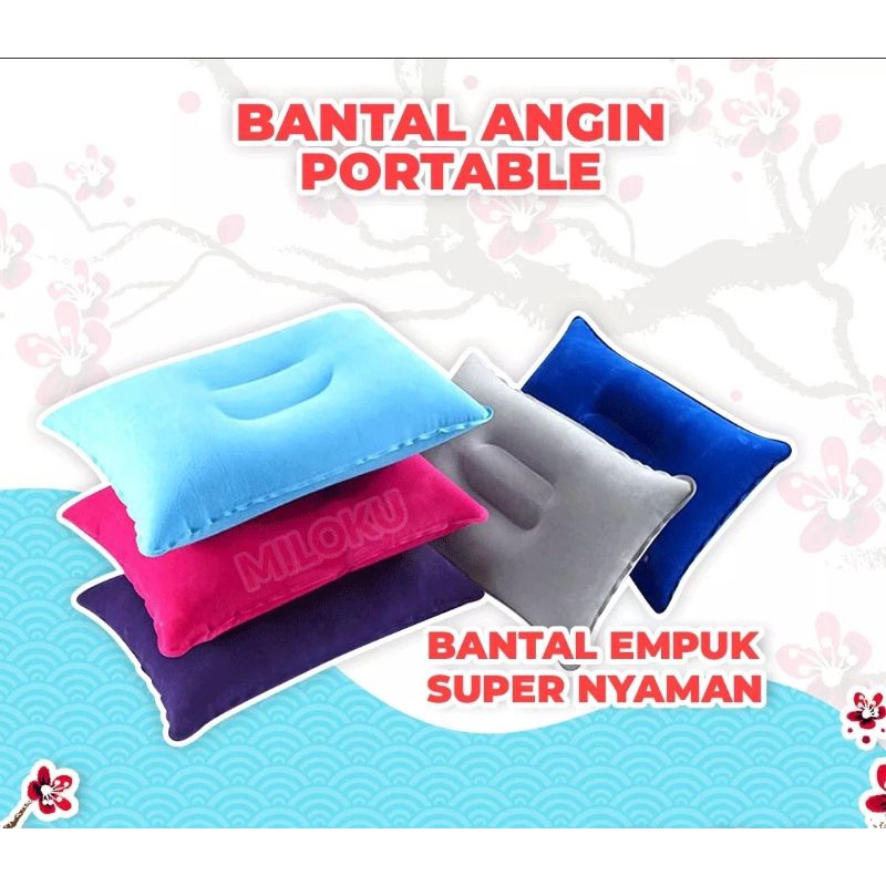 Bantal Leher Tiup Travelling Camping Portable - Bantal Angin Multifungsi