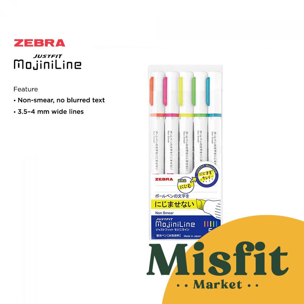 

Zebra Mojini Line Hightlighter Set of 5 warna warni
