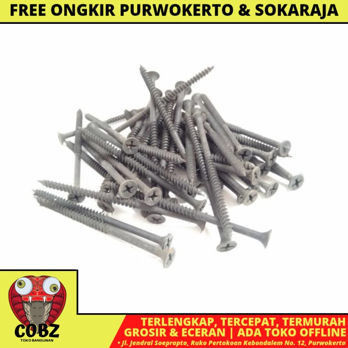 #6 x 3 IN / NM Sekrup Gypsum Screw Plafon Board GRC Hitam Ecer Biji