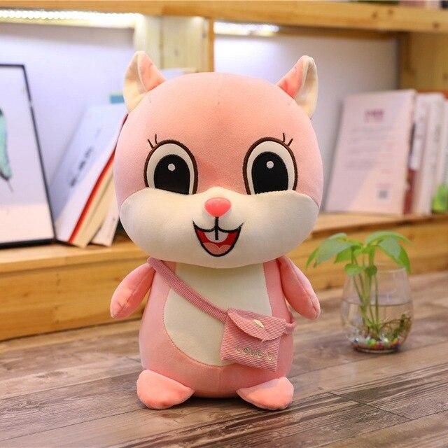 Mainan Anak Boneka Tupai Lucu Hadiah Untuk Anak - Anak / Mainan Mewah Model Duduk Lengkap pakai tas slempang di badan