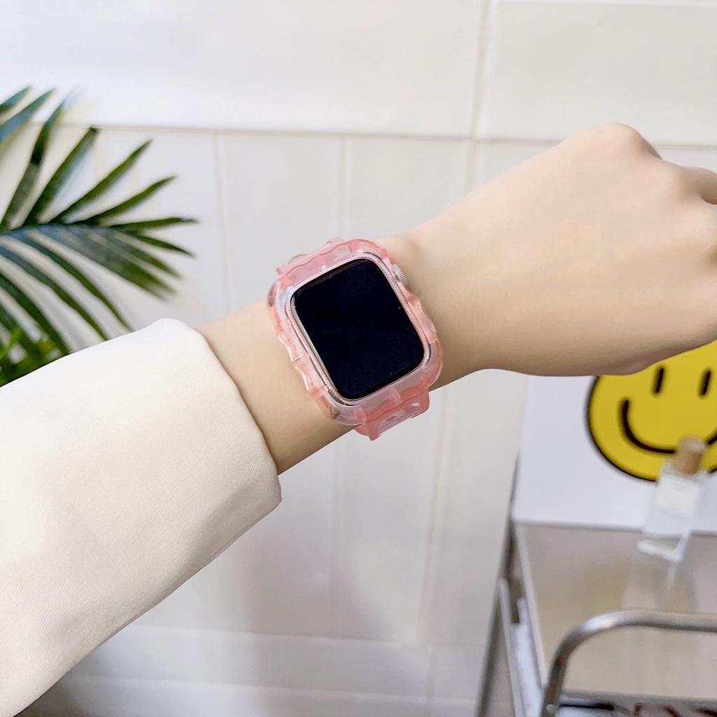 Tali Strap  iWacth model Transparan Bening Warna Warni  Smart Band  for iWatch Series 7 6 SE 5 4 3 2 1