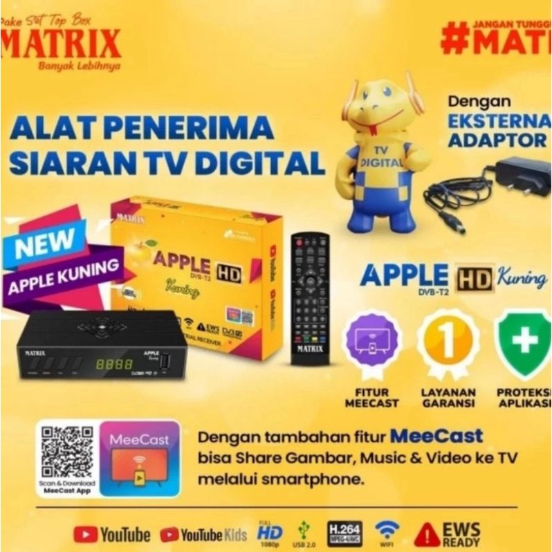 SET TOP BOX STB Matrix Apple hd merah kuning Tanaka T2 new Hinomaru  SUPER HD  SIARAN TV DIGITAL RECEIVER SNI PLUS KABEL RCA DVB T2 4K UHD4K TV Box High Definition Terrestrial Receiver RCA HDMI STB TV TABUNG LED LCD