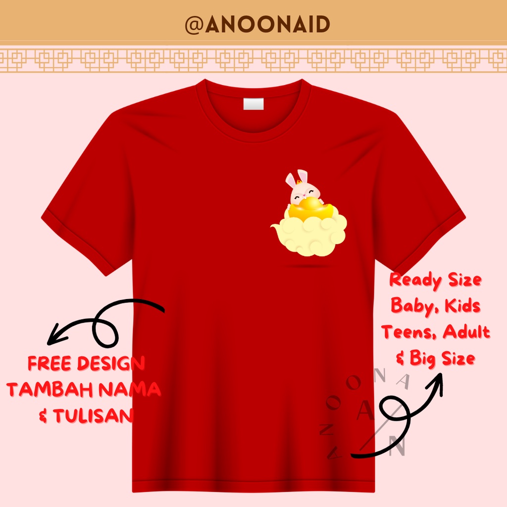 Baju Kaos Edisi Imlek Bayi Anak Dewasa Chinese New Year 2023 Series Bahan Katun Combed 30s