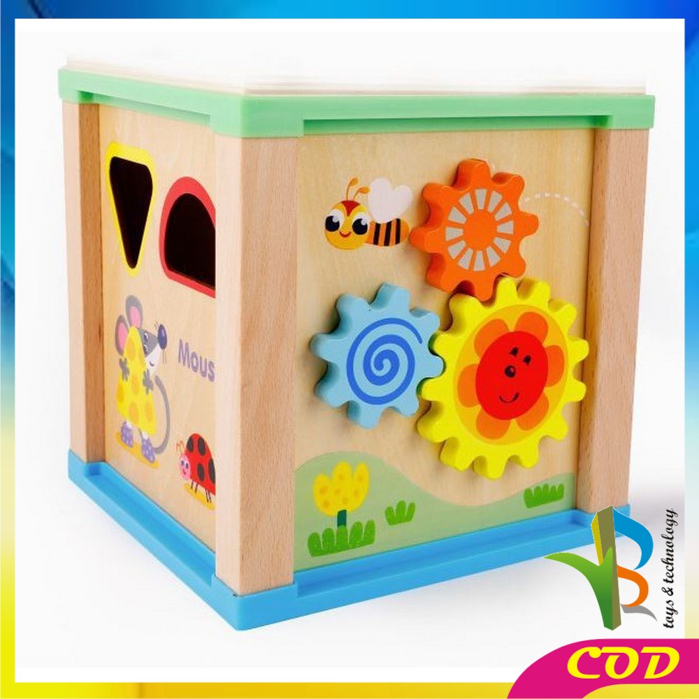 RB-M65 Mainan Edukasi Anak Puzzle Kayu Intelligence / Wisdom Box Busy Box Multifungsi Wooden Toys
